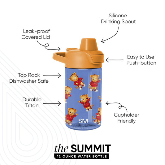 Summit Kids Plastic Water Bottle with Simple Flip Straw Lid