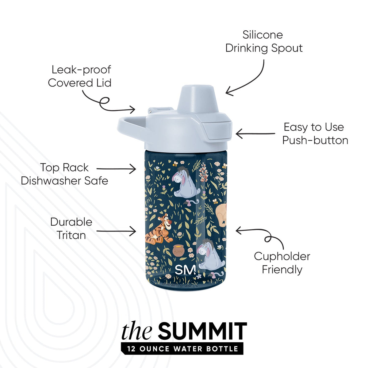 Summit Kids Plastic Water Bottle with Simple Flip Straw Lid